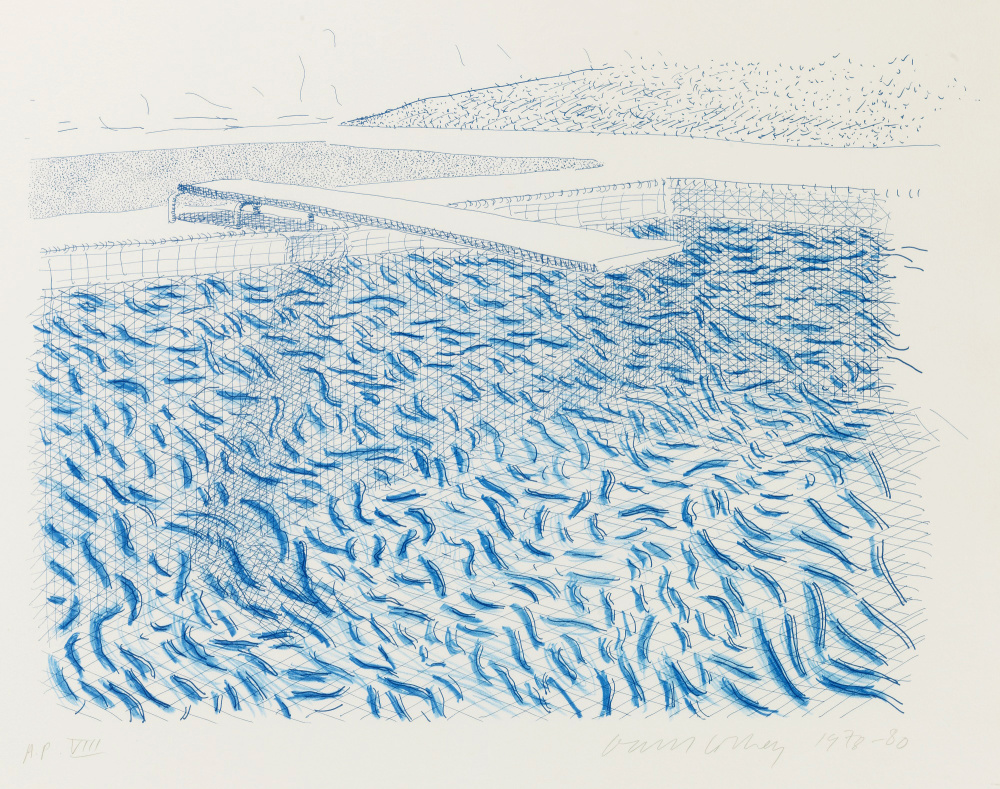 大卫霍克尼油画參考版畫1980Water Made Of Lines(lithograph)2
